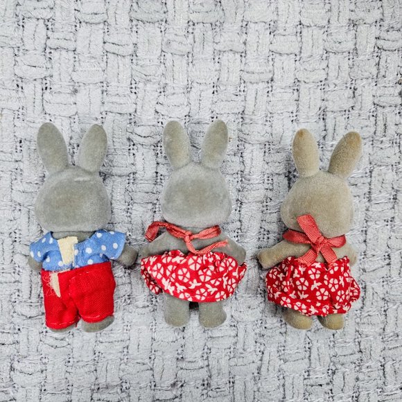 Vintage Sylvanian Families Grey Rabbit & Babblebrook & Cottontail Calico Critter - Picture 5 of 9